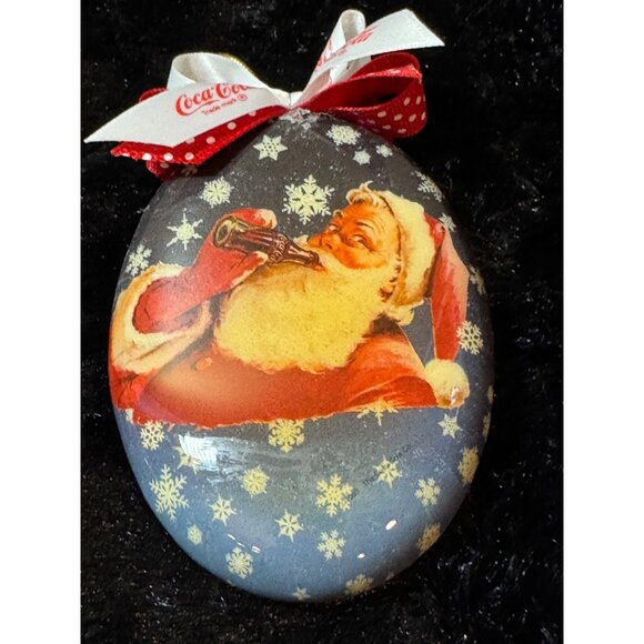 Vintage 1993 Coca-Cola Brand Santa Ornaments Set Of 4 Round And Oval - Picture 11 of 14